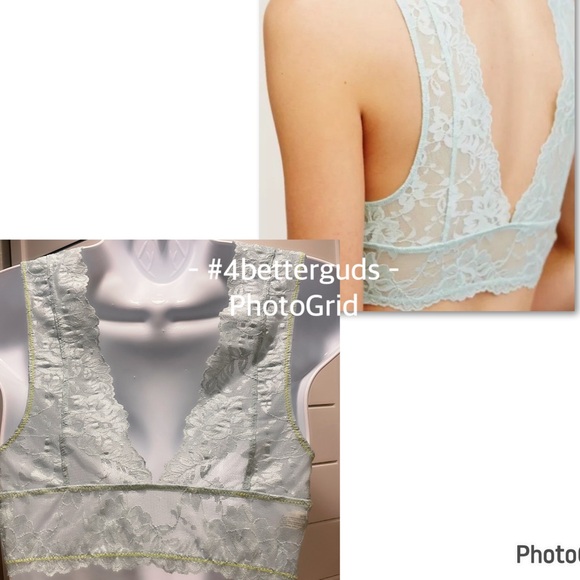 FP Intimately Free People Gallon Lace Deep V-neck Bralette Misty Mint XS TP - Picture 15 of 16